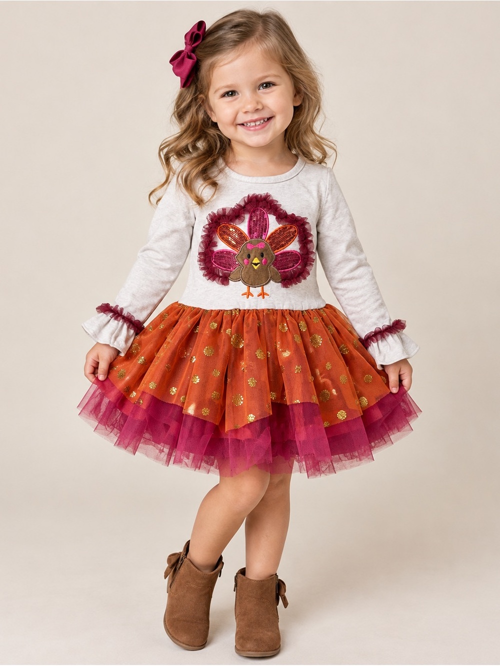 Girl’s 3T Little Lass Thanksgiving Turkey Tutu Dress